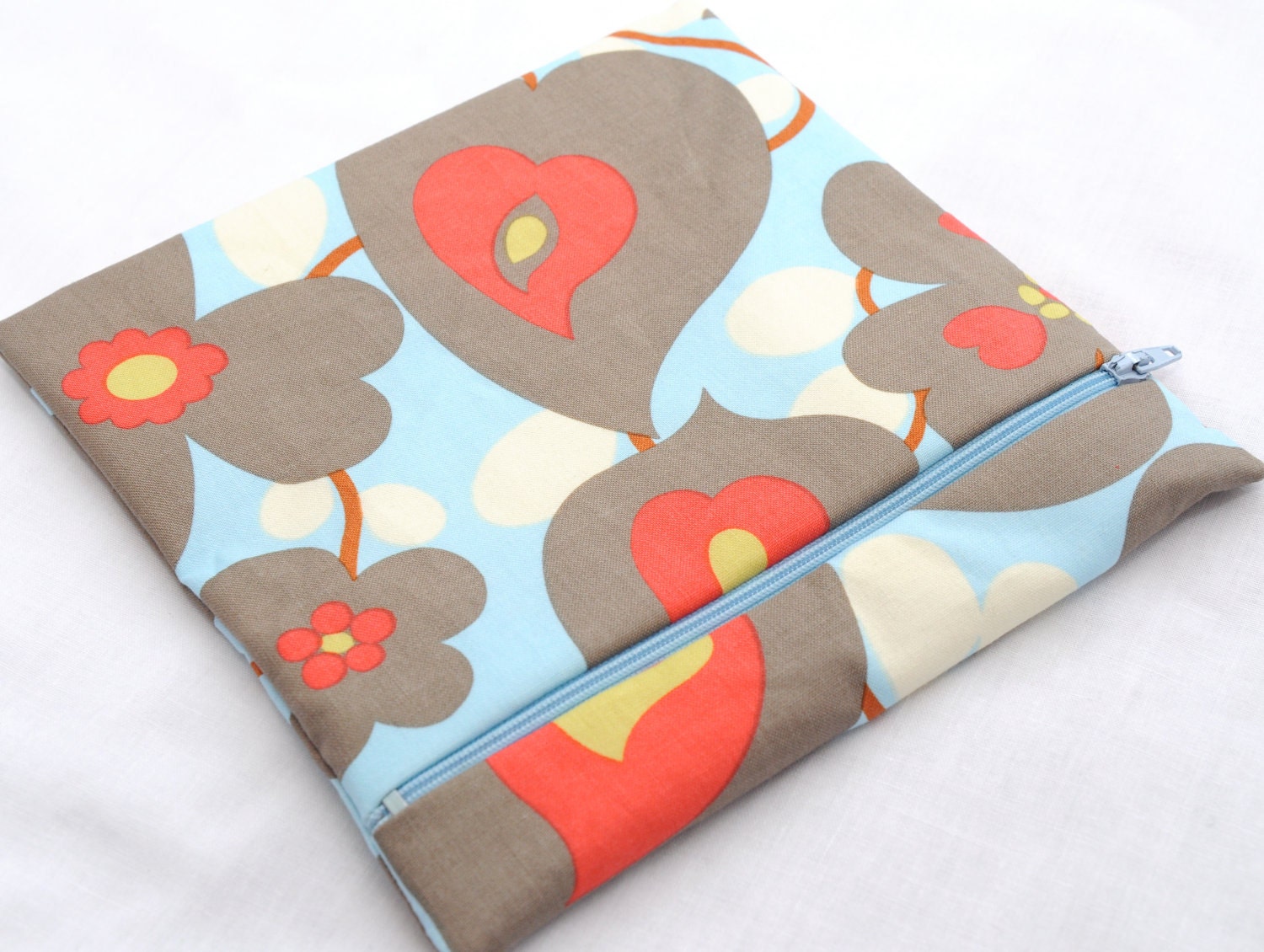 Reusable Sandwich Bag<br>Snap, Zipper or Velcro<br><b>Lotus Morning Glory Linen by Amy Butler</b>