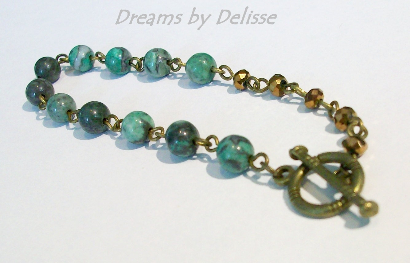 Laguna Lace Agate Antiqued Brass Bracelet