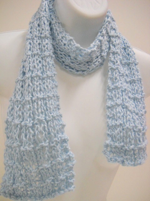 Lightweight Blue Cotton Scarf for Spring