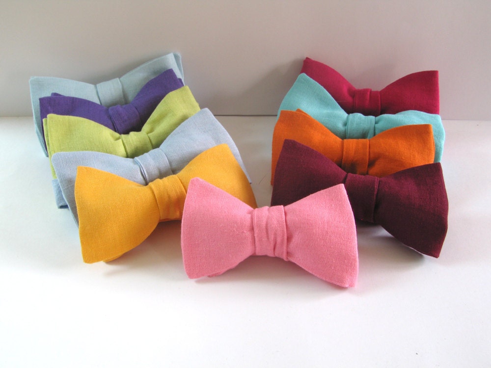 Wedding bowties - mens bowties - in a rainbow of colours - to mix and match - linen - JustBowties