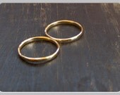 Wedding rings -Solid 14 K gold 1.8 mm His & Hers matching rustic hammered or smooth flat or smooth rounded  wedding bands made to order