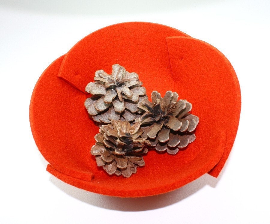 Small Felt Bowl in 5mm Thick Virgin Merino Wool Felt-Orange