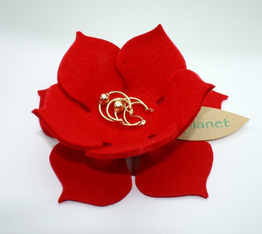 Lily Pad Felt Bowl in 3mm Virgin Merino Wool Felt-Fire