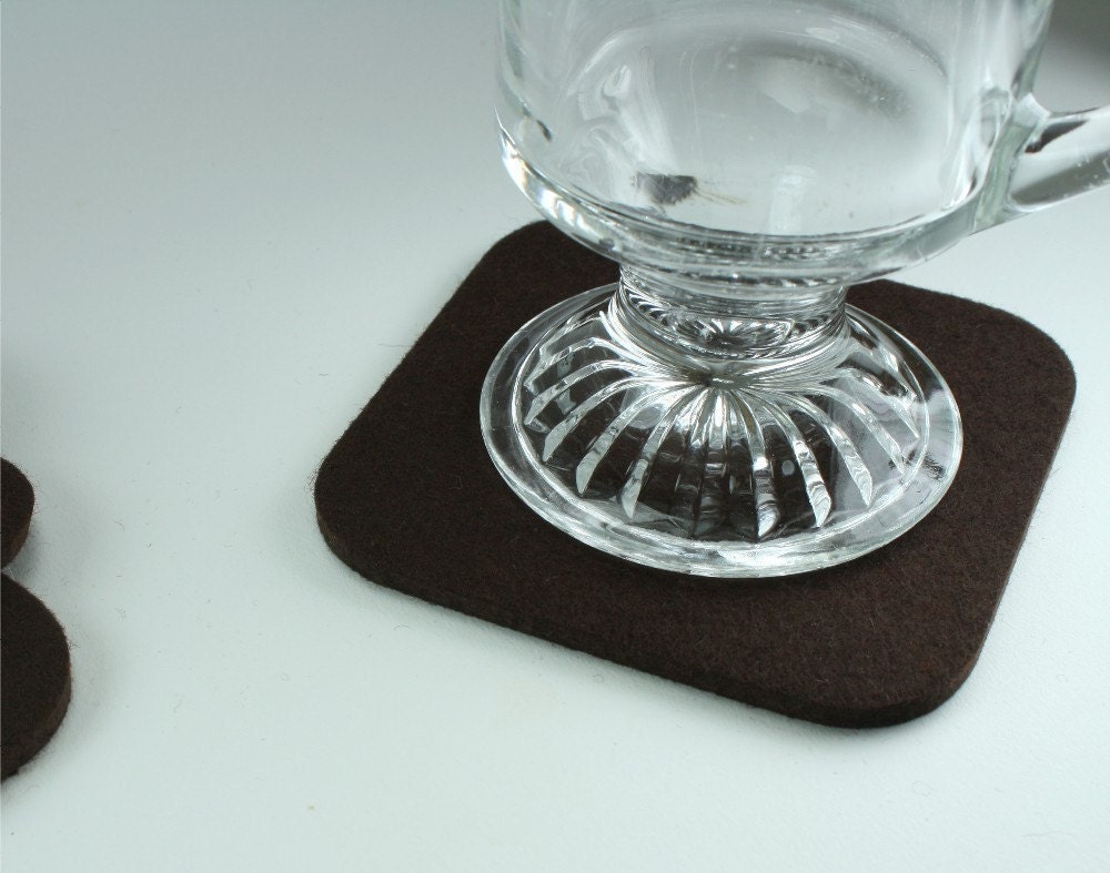 Felt Coasters in 5MM Thick Virgin Merino Wool Felt-Dark Brown
