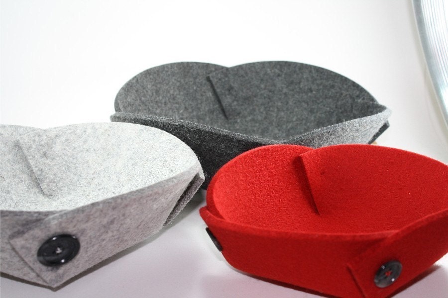 Felt Nesting Bowls in 5mm Thick Virgin Merino Wool Felt