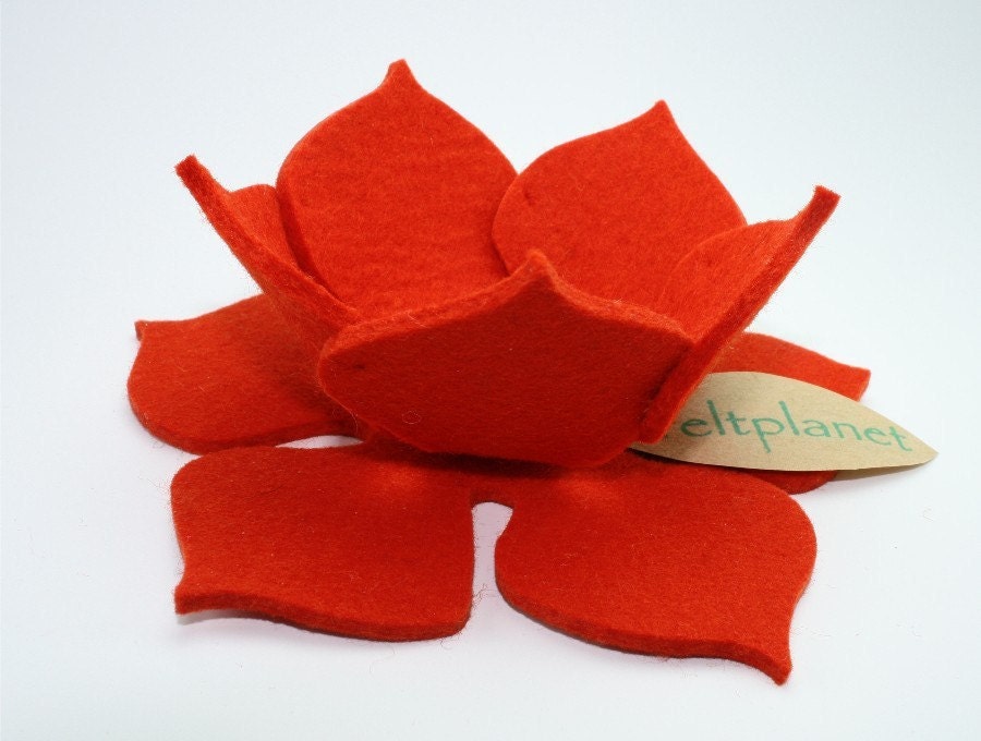 Lily Pad Felt Bowl in 3mm Virgin Merino Wool Felt-Orange