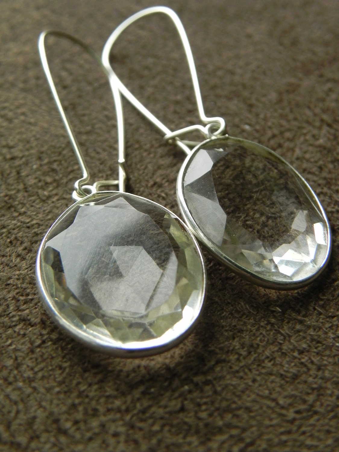 SALE  Faceted Crystal Quartz and Sterling Silver Earrings SALE