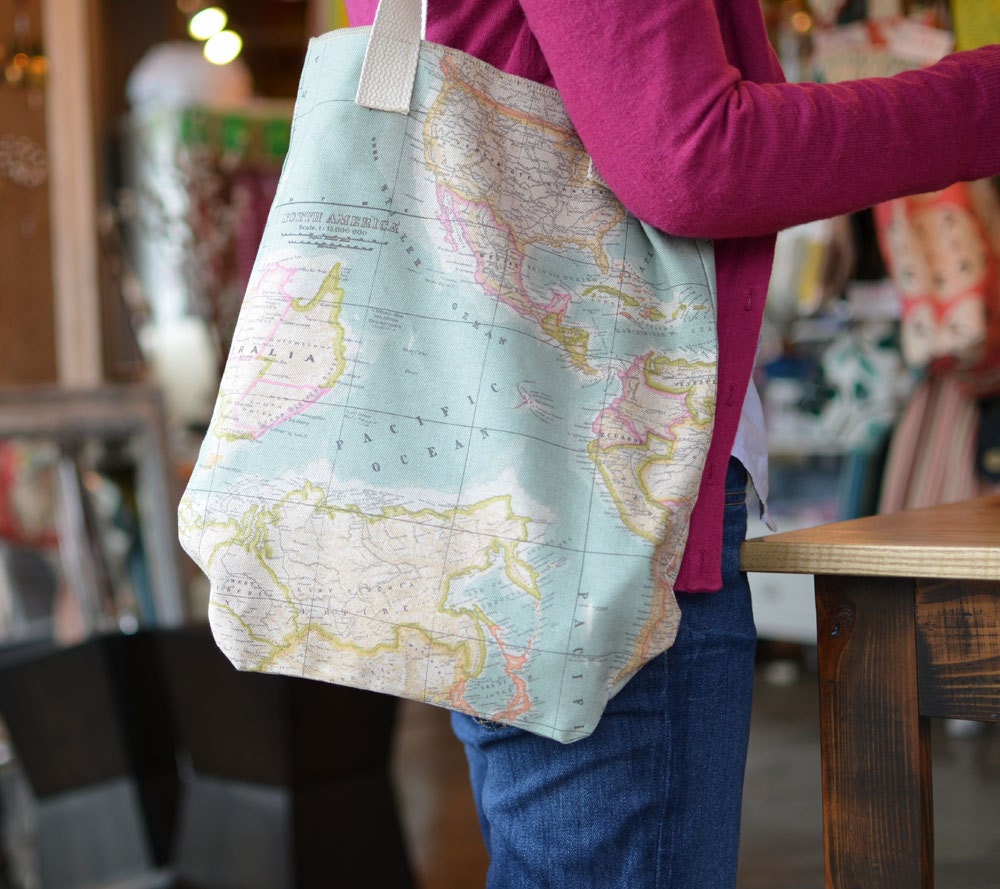 Market Tote Bag- World Map