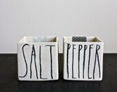 square polka dot SALT and PEPPER cellars.