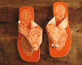 Orange Virgin Vintage Handmade Indian Sandals from Panaji, India - hallieandgretchen
