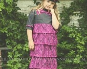 CUSTOM MADE Berry Lace Ruffled Dress LILLYANNAKIDS Sizes Newborn-2t