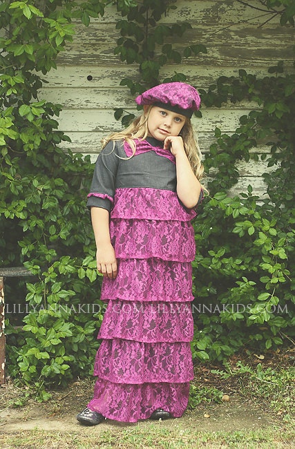 CUSTOM MADE Berry Lace Ruffled Dress LILLYANNAKIDS Sizes 3t-5t