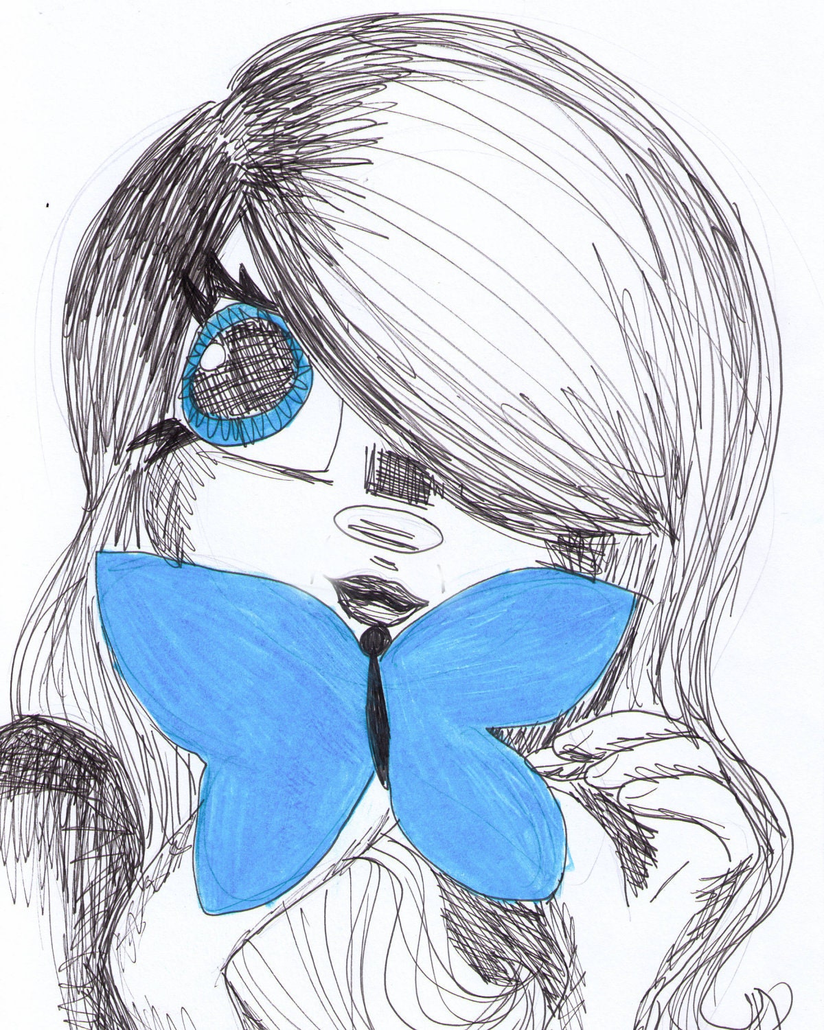 Butterfly Eyes 4x6 sketch print