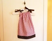Toddler Dress -  Pink & Brown - made to order  24 months 2t 3t 4t 5t