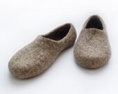 One pair of eco friendly natural grey colour hand made felted slippers.