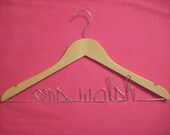 Personalized Hanger for Wedding Dress Custom Made - MAPLE wood - SILVER color wire