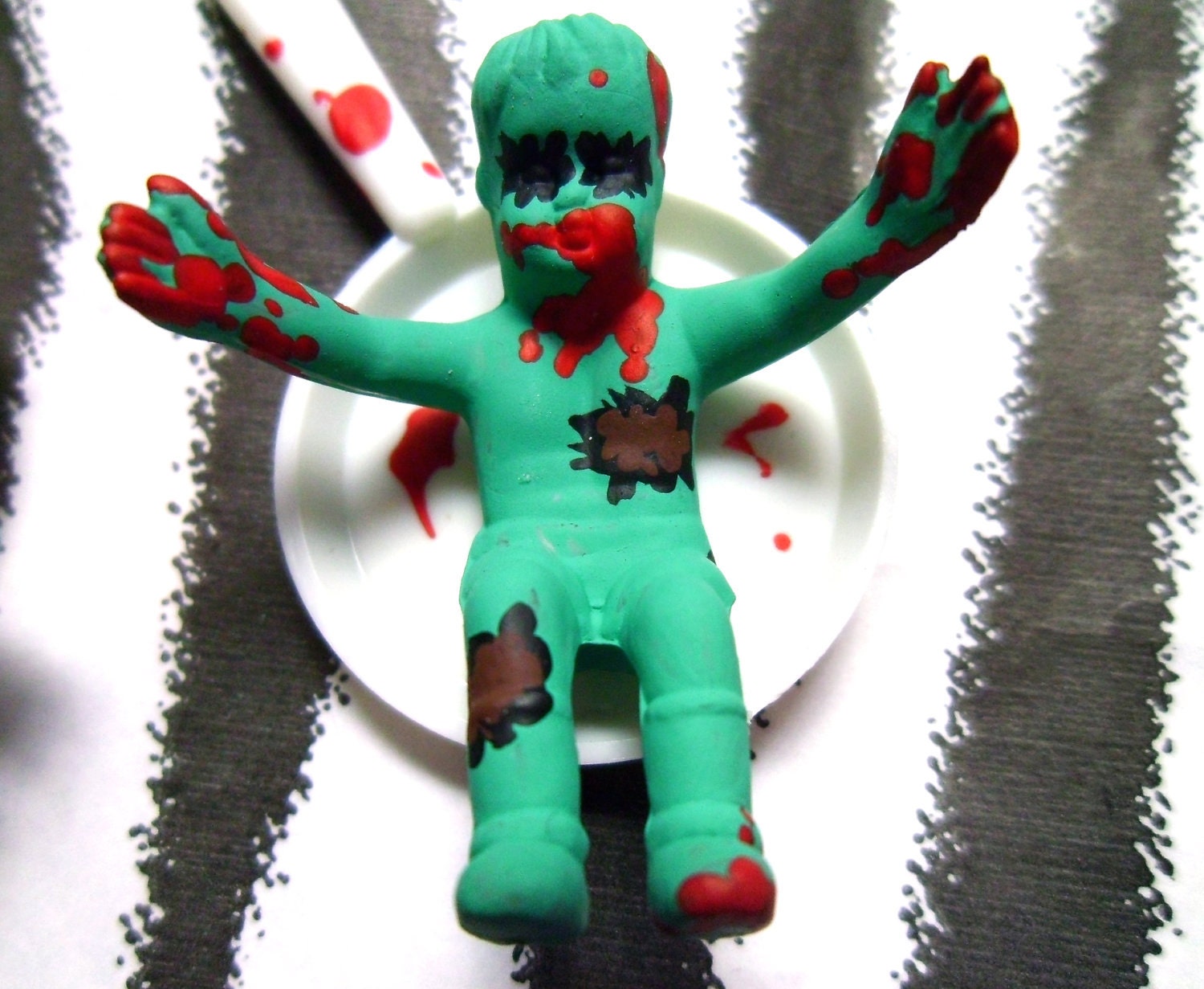 Bloody Fried Zombie Baby Earrings in White
