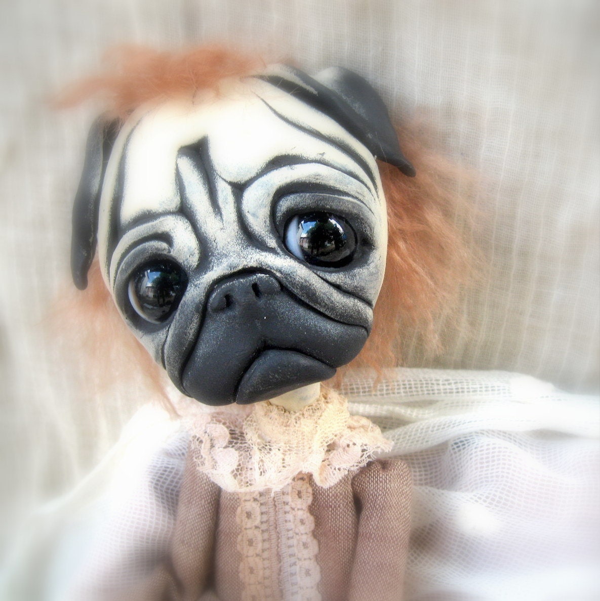 Loopy OOAK Gothic Art Doll Vicorian Pug Dog Peter Pug RESERVED for S