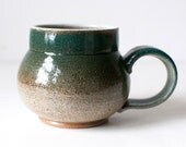 Teal and Speckled White, Stoneware Mug, 16 Ounces