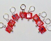 Knitting Stitch Markers SUPER SALE 2 Sets Red Millefiori Small Rings