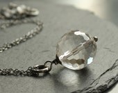 Clear Quartz Necklace  -  Oxidized  Silver,  Handmade Jewellery,  Gemstone Necklace,  Quartz Jewelry