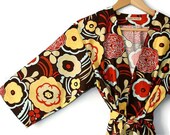 Womens Kimono Style Robe. Dressing Gown.  Bathrobe. Mocca Red. Knee Length.