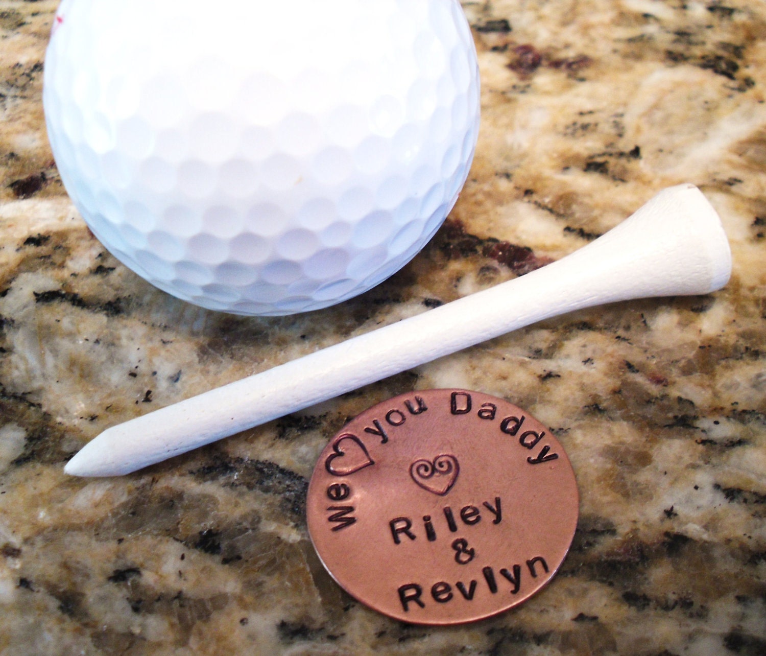 Hand Stamped Personalized Golf Ball Marker for Dad Grandpa Father's Day Gift Idea
