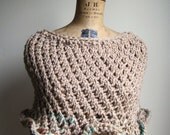 Trellis Capelet. Tan. Seafoam. Teal..