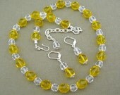Lemon Yellow Crystal Necklace Jewelry Set