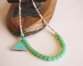 Recycled Skateboard  Necklace Triangle Cyclops Collection-Peachy Green
