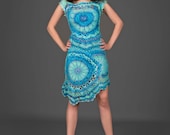 Cyan blue exclusive crochet two-piece dress (top&skirt) - LecrochetArt