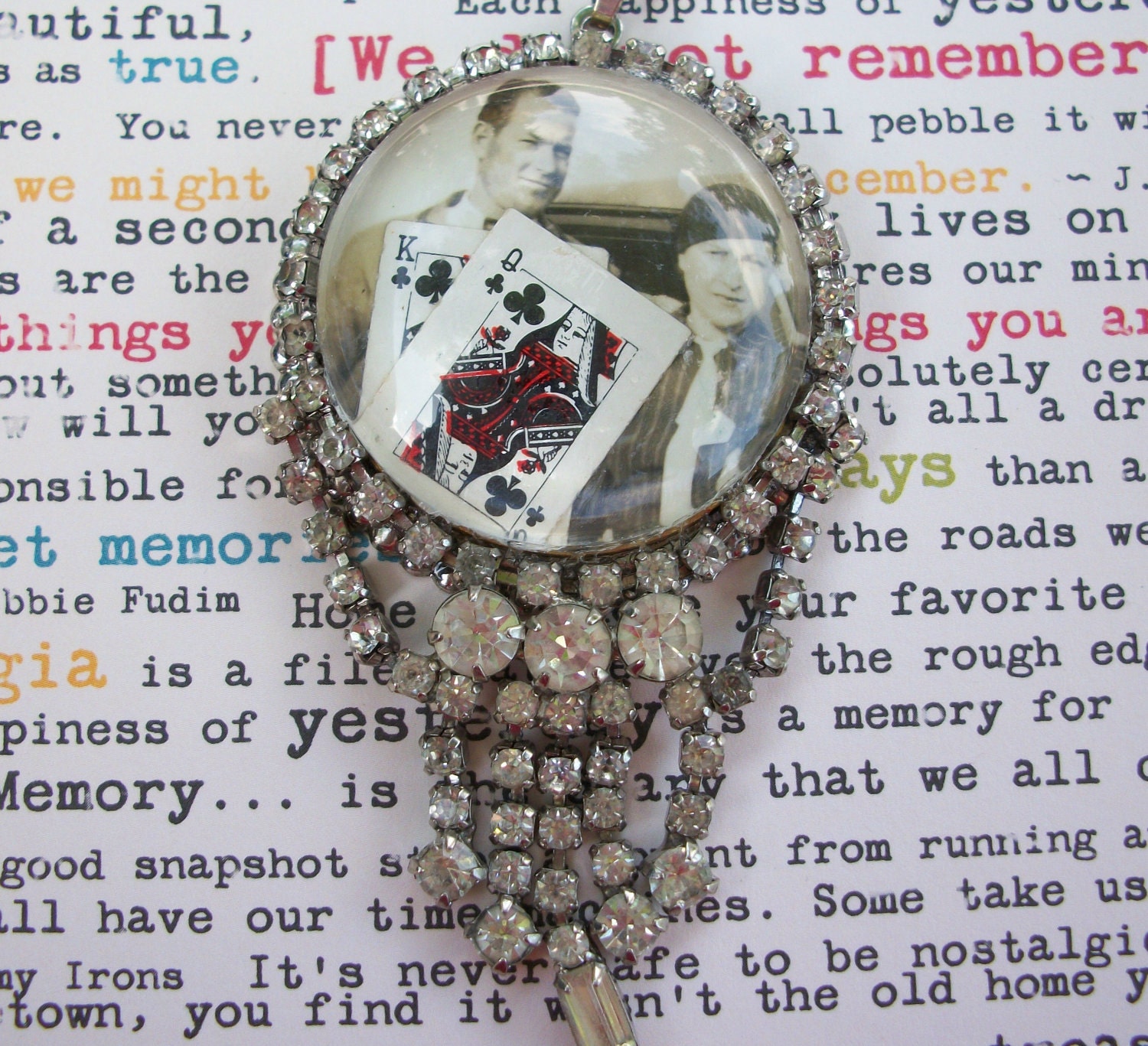 Rhinestone Assemblage Necklace-Bonnie & Clyde