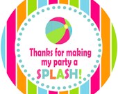 Summer Pool Party Printable Favor Stickers Labels