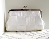 White silk clutch purse, woven clutch bag, Bridal clutch, bridal fashion - toriska