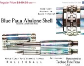 20% ALL PENS On SALE Now Rollerball Blue Paua Abalone Shell Writing Rollerball Pen Blue Paua abalone shell high quality handcrafted pen Des