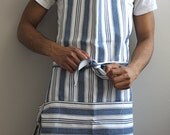 Mens striped grilling apron, Navy striped (LAST ONE)