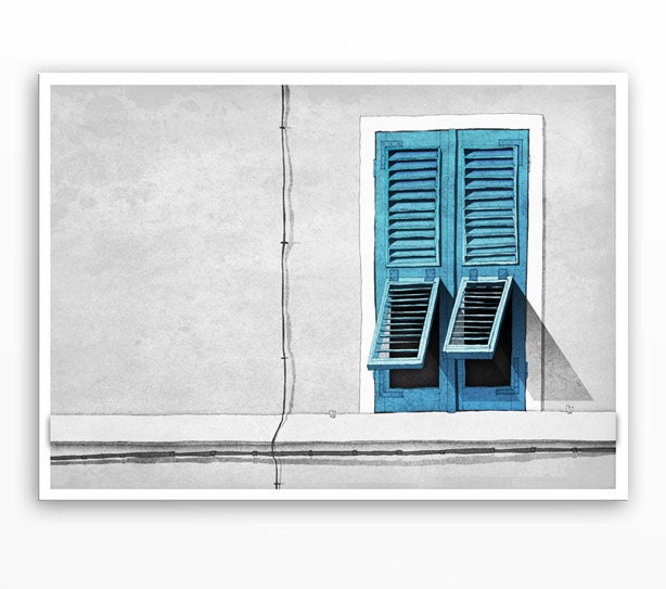 Solitude - Paris illustration -5x7art print -Paris,Paris art illustration print,Paris decor,Love,turquoise,blue,white,France,French fine art - tubidu