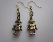 ROBOT EARRINGS in Antique Gold Finish