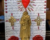 Virgin Mary and Baby Jesus mixed media shrine with a Luchador