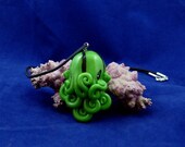 Green Octopus Necklace - Handmade Polymer Clay Jewelry