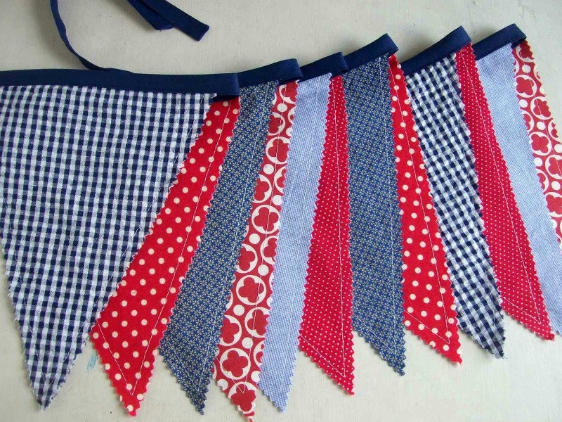 Patriotic Banner/ Red, White and Blue Bunting/ 4th of July Banner/ Photo Prop in Bright Colors - aLittleFrayed