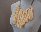 Fabric Fringe Bib Necklace, Statement Wear, in Daffodil Yellow