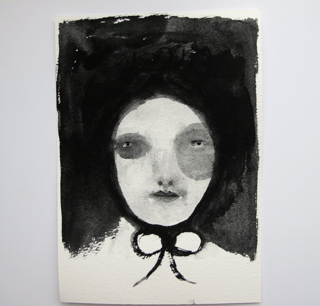 RESERVED - pandaesque I - girl portrait - original gouache painting