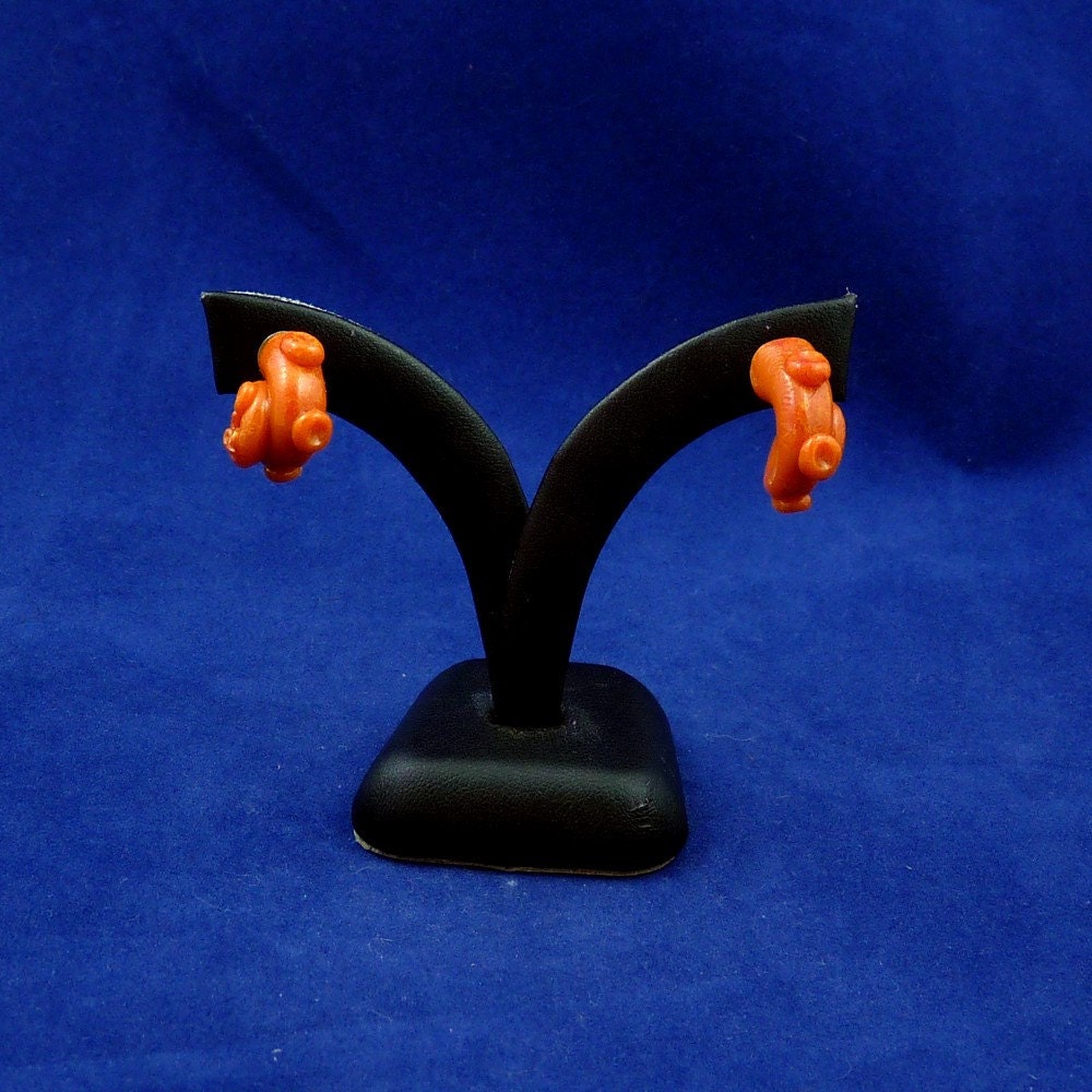 Orange Tentacle Earrings - Handmade Polymer Clay Jewelry