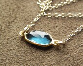 SALE Faceted London Blue Topaz and Vermeil Gold Filled Suspension Necklace
