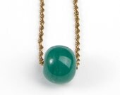 60s Vintage Necklace Glass Ball Green Mad Men