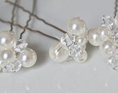 Wedding Hair Accessories, Bridal Hair Pins - Crystal and Pearl Clusters