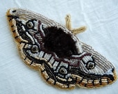Emperor Moth Bead Embroidered Brooch or Barrette - tropicalkaren