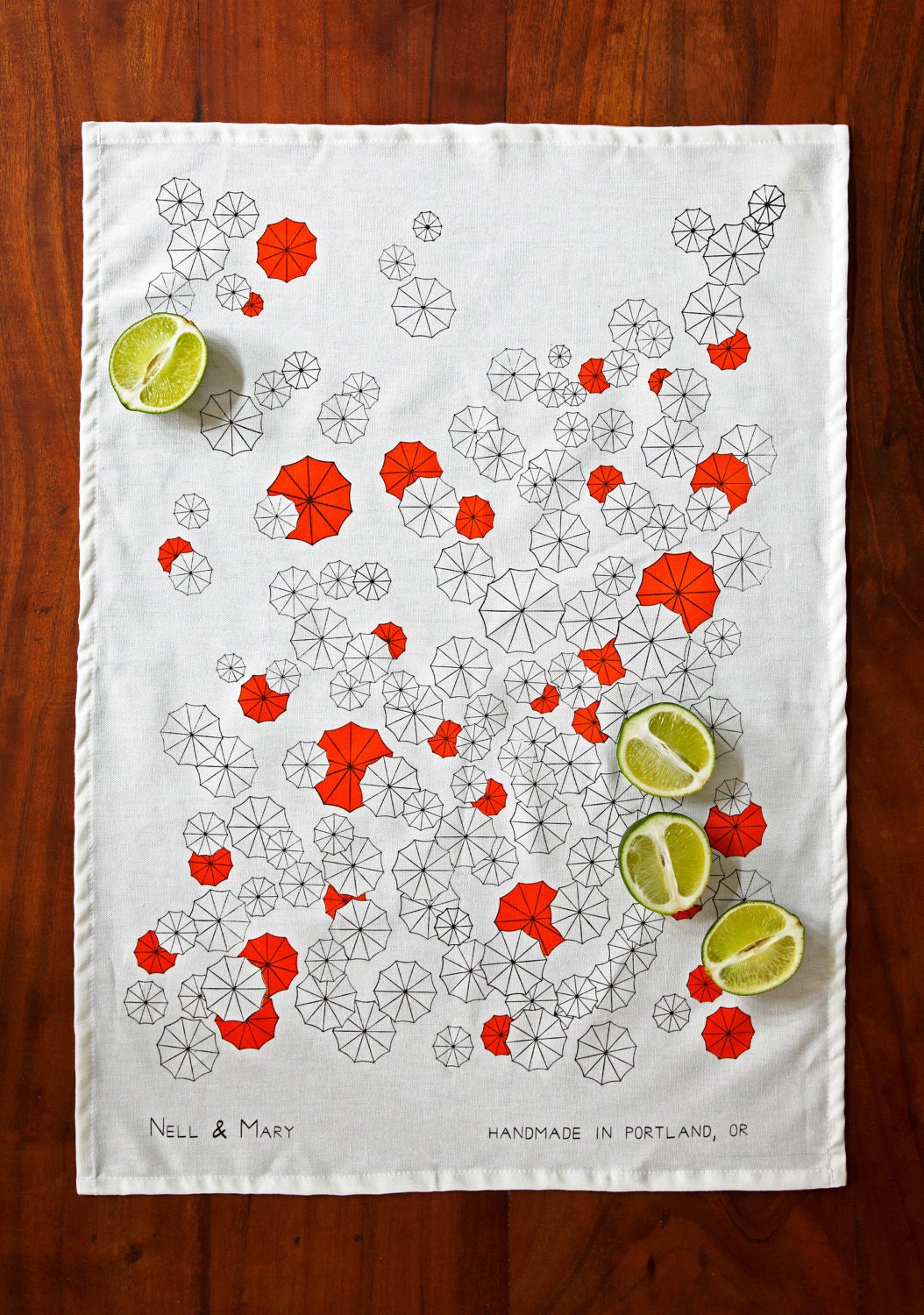 Umbrellas Tea Towel - Orange
