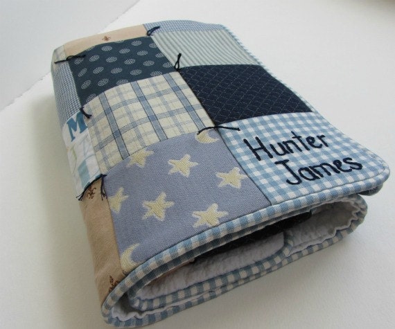 LARGER Baby Boy Custom Quilt with Personalized Hand Embroidery by Dolce Dreams